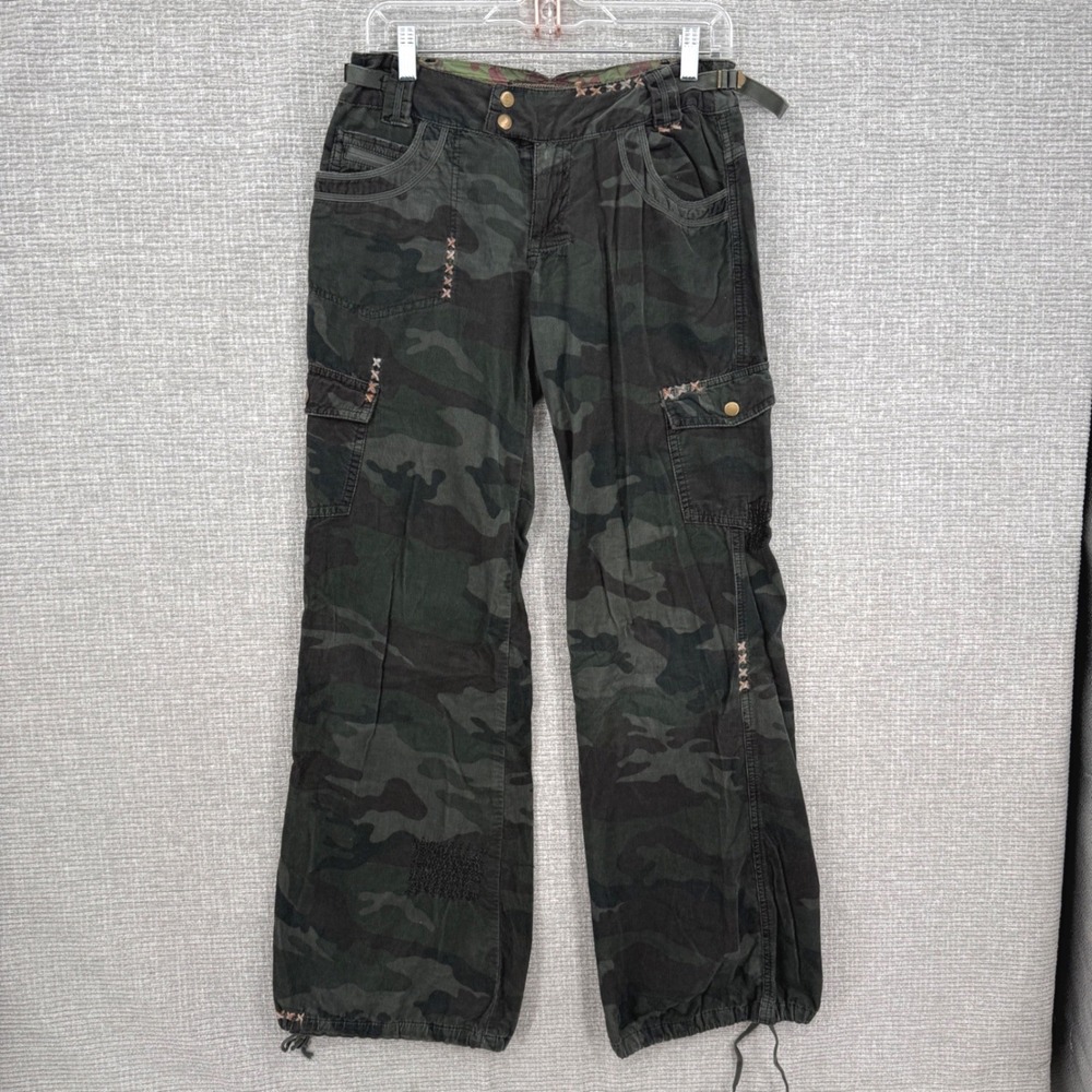 Vintage Da-Nang Cargo Pants Womens XS Camo Corduroy Low Rise Goth Y2K